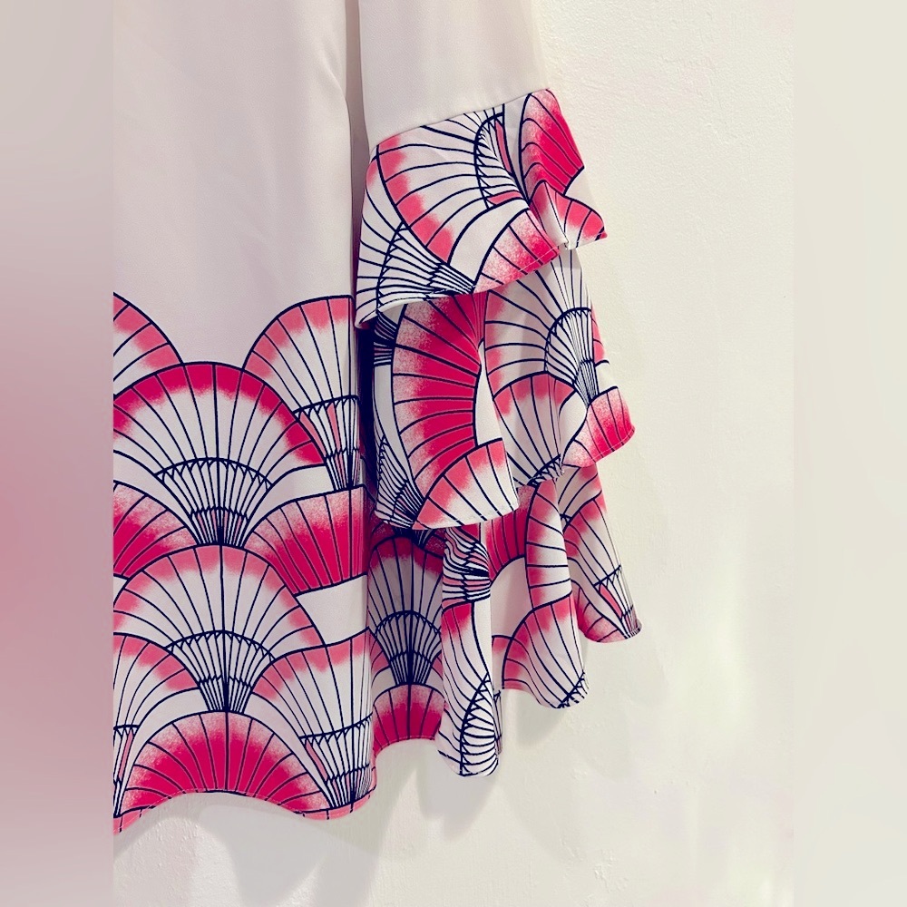 Alfani Tired Sleeve Zip Up Pattern Blouse - Picture 5 of 10